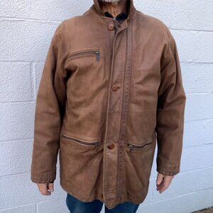 Vintage Armani Pelle brown leather men's coat